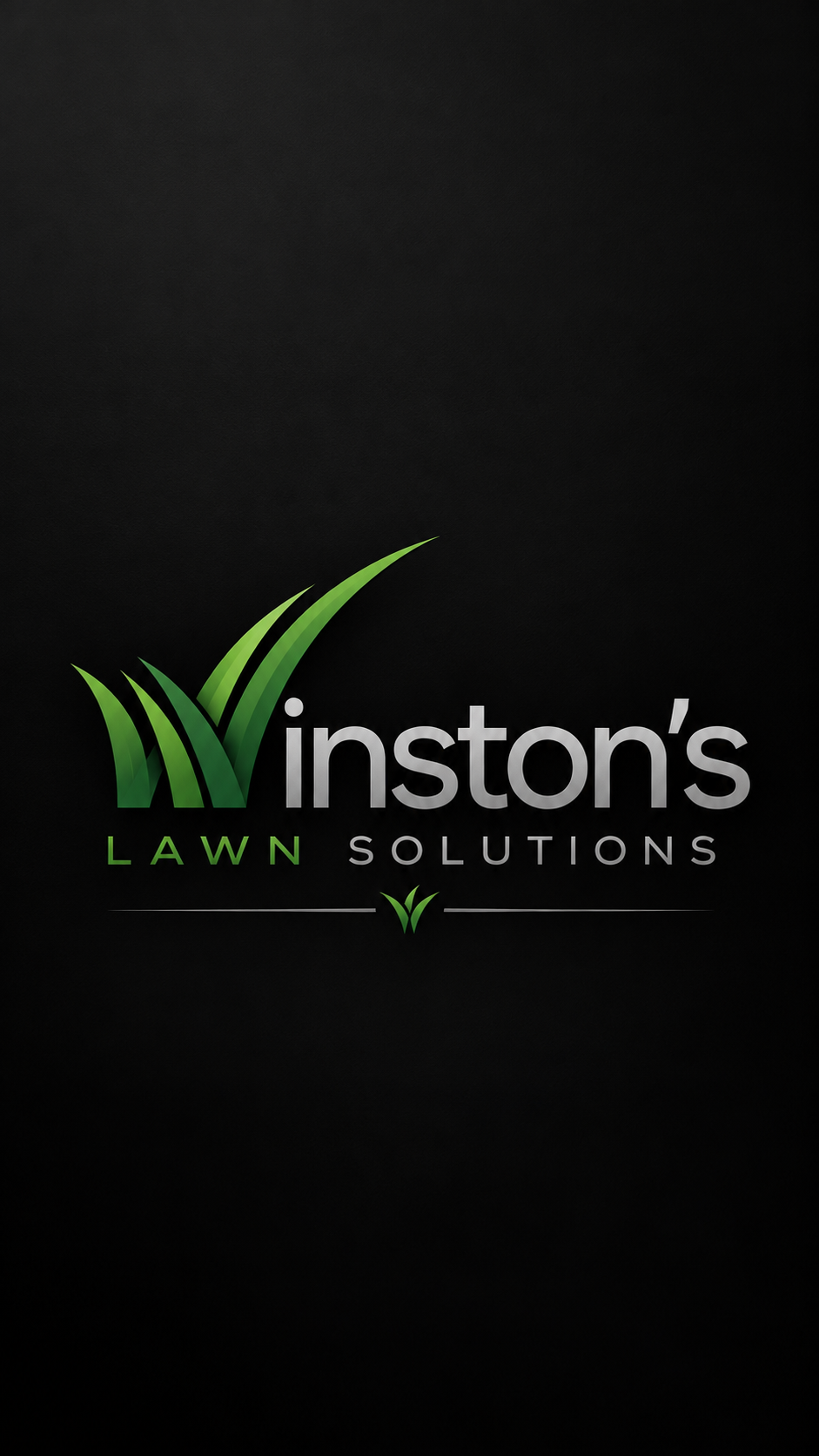 Winston’s Lawn Solutions simple green and grey logo